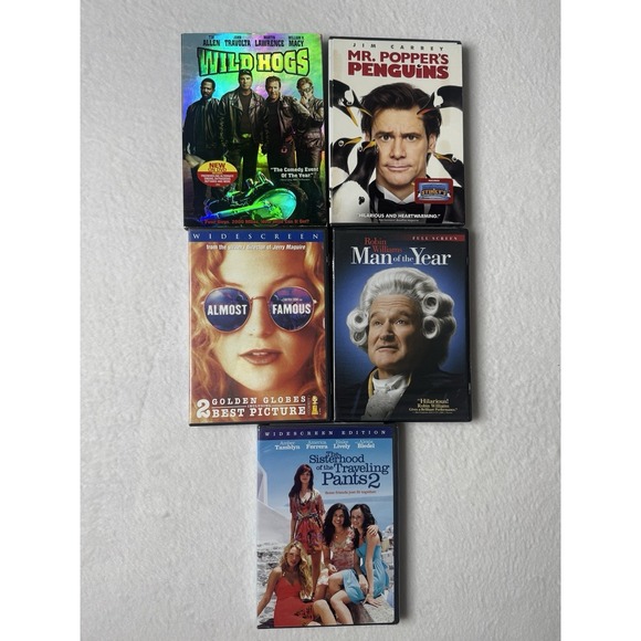 Other - DVD Movie Lot Wild Hogs, Mr Poppers Penguins, Almost Famous, Man Of The Year